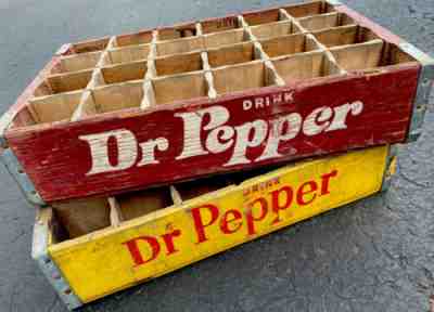 2 Vintage Drink Dr Pepper Wood Soda Pop Crates 24 Dividers Charleston SC