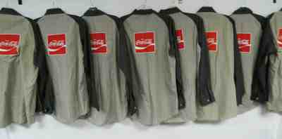 8 VINTAGE COCA COLA WORK SHIRTS MENS DELIVERY PINSTRIPE MED/LARGE COKE UNITOG
