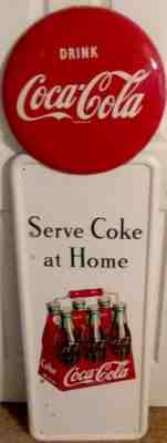 Large Rare 1947 Coca Cola Carton Pilaster Sign With Red Button