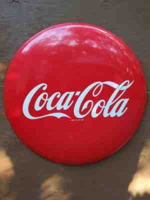 Vintage 1950's - All Original 48" Coca-Cola Button Sign - Drink Coke Advertising