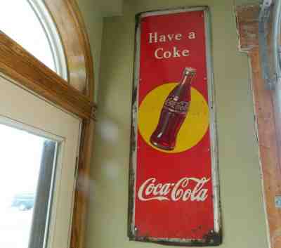 1940’s Coca Cola Coke Sun Spot Sign 18" x 54”