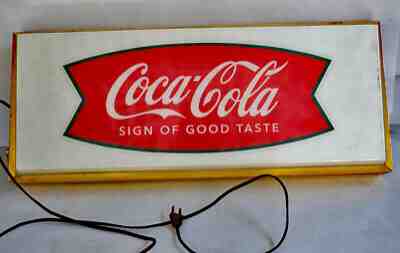 Vintage COCA COLA Fishtail Light Up Sign by Telesign Co.