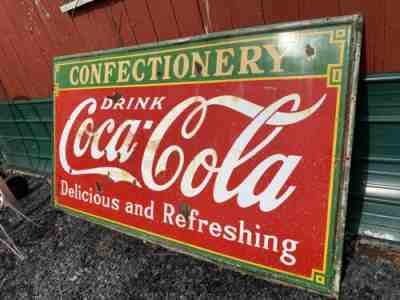 Rare 1933 Coca Cola Coke Sign 4x8’ Huge Enamel Advertising Antique Old Soda Pop