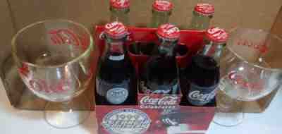 Coca Cola 1999 Georgia Southern Championship Unopened 6Pack & Thumbprint Glasses
