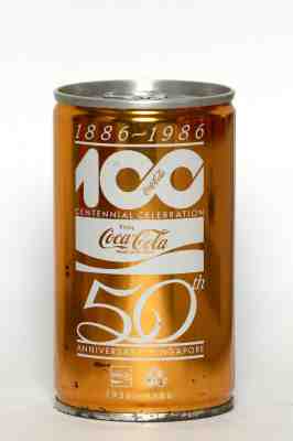 1986 Coca Cola can from Singapore, Centennial Celebration / 50th Anniversary