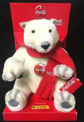 Vintage Steiff Limited Edition Coca-Cola Polar Bear Mohair Plush Collectible 