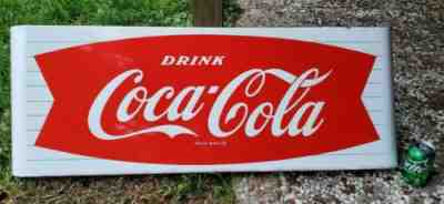 VTG NOS Porcelain Coca Cola Soda Sled Sign W/ Orig. Mounting Bracket 16 x 43.5