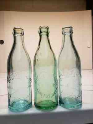 LINCOLN NEBRASKA NEBR. straight side Coca Cola bottle set Of 3 Different bottles