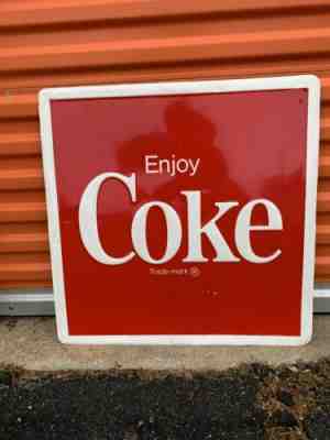 Authentic Vintage 1983 Enjoy Coca-Cola Embossed Tin Scioto Sign Co 24x24