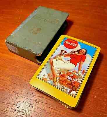 Coca Cola 1943 Deck Of Playing Cards Yellow Terrier w/Slip Cover Box Rare!