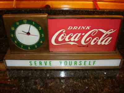VINTAGE COCA COLA LIGHTED COUNTER CLOCK -PRICE BROS-FOUNTAIN  SHOP - ART DECO