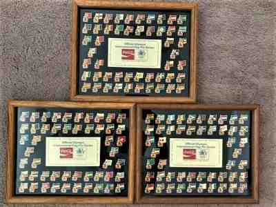 RARE Coca-Cola 1984 Limited Edition All Nations Olympic Pin 3 Plaque Set 
