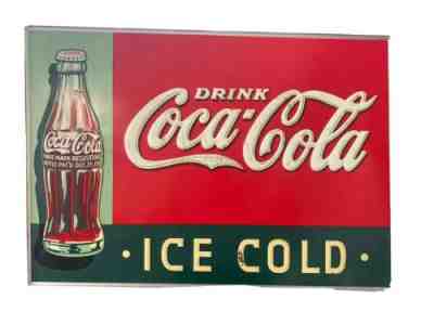Vintage 1937 Coca Cola Sign - Ice Cold Rare Antique Coke Soda 1930 's