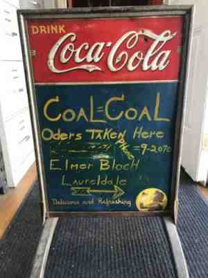Rare Vtg 1941 Coca-Cola Embossed Menu Board Sign Tin Chalkboard Girl Silhouette