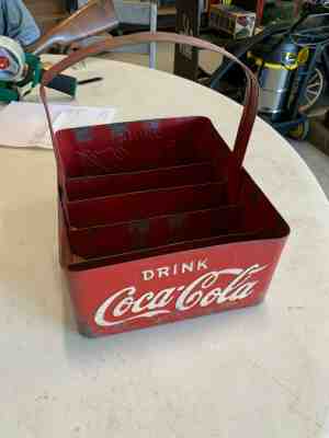 Vintage Original Embossed Coca-Cola Stadium Metal Bottle Carrier GAS OIL SODA
