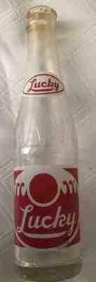 Vintage 1963 Lucky Cola  Bottle Japan Nago Okinawa Japan (Opened And Empty)