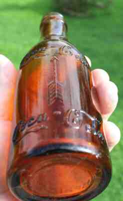 RARE COCA COLA  HONEY AMBER WITH ARROWS BOTTLE " MEMPHIS,TENN. "  NICE "