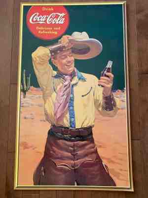 Coca Cola Coke 1941 Cowboy Advertising Cardboard Sign Poster