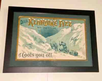 Antique Rare Cardboard Klondike Fizz Soft Drink Sign