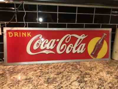 VINTAGE ORIGINAL 1940’s Coca-Cola Embossed METAL SIGN