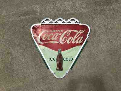 1930's Coca-Cola Triangle Tin Sign Double Sided