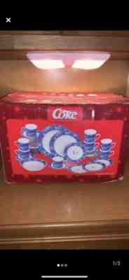 Coca Cola Laughing Snowman Stoneware Dishes 42 Piece Set