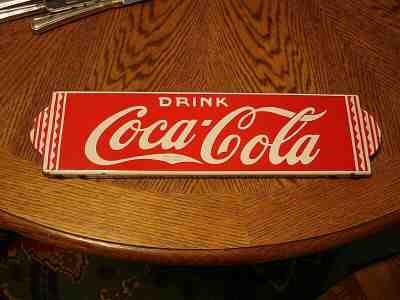 1930's Coca Cola Porcelain Door Push Rare R. J. Dewees Dallas 15 & 1/2 " Long