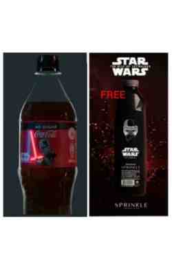 1 Kylo Ren Coke Cola Star Wars Light Up Bottle Limited Edition&Free 1 empty Kylo