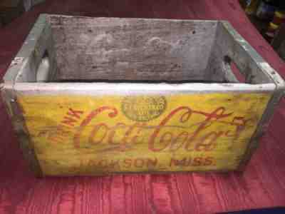 1910? JACKSON MISSISSIPPI WOODEN COCA-COLA CRATE/BOTTLE CARRIER 5c!St.Alcus NOLA