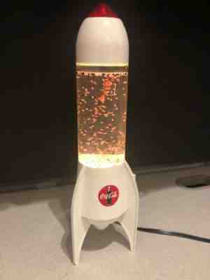 Vintage Motion Coke Coca Cola Electronic Light Up Water Globe Rocket Lamp