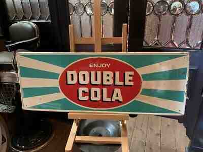 Vintage 32" Double Cola Soda Tin Advertising Sign "Watch Video" 