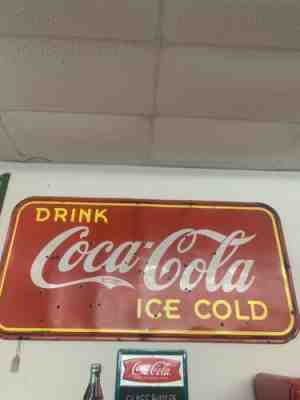 Rare Vintage Porcelain Coca-Cola 1942 Original Sign 4’ By 8’ Foot