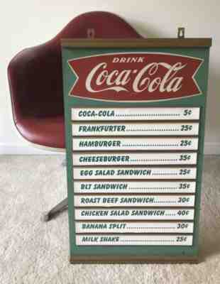 1950’s Coca Cola Fishtail Masonite Menu Board Very Nice