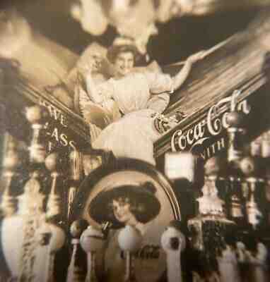 Coca Cola 1913 Photo Postcard Soda Fountain Girl On Hammock Festoon Trolley Tray