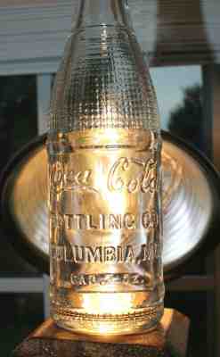 RARE CLEAR STRAIGHT SIDE COCA COLA BOTTLE " COLUMBIA , MO.  "  NICE "  MINT "