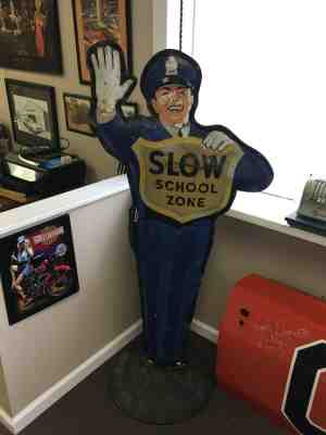 VINTAGE COCA-COLA POLICEMAN SCHOOL CROSSING GUARD ORIGINAL COKE ADVERTISING SIGN