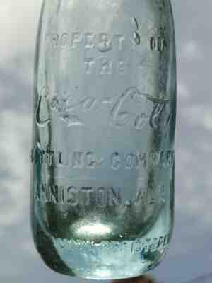 COCA COLA STRAIGHT SIDE BOTTLE - EXT RARE - BOWLING PIN BOTTOM "ICE BLUE" - READ