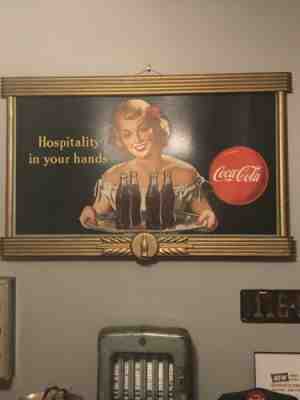1949 Coca Cola Litho Rare Version With Original Frame Beautiful Piece
