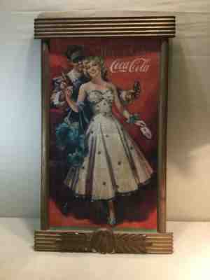 ALL ORIGINAL Condition 1949 Coca Cola Lithograph Frame COKE LOGO