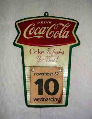 Vintage 1960's Coca Cola Fish Tail Tin Calendar
