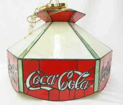 Vintage Coca Cola Stained Glass Tiffany Style Hanging Lamp Bar Pool Table TF