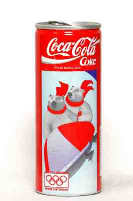 1994 Coca Cola can from Korea, Polar Bear / Bobsleighing (250ml)