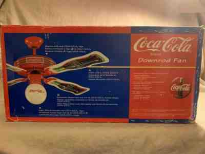 New Coca Cola Ceiling Fan 44" Coke Globe Glass Metal Light Rare Downrod Fan 