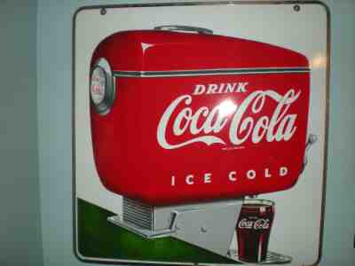 Coca Cola Porcelain Double Sided Soda Fountain Dispenser SignVintage 1950's-60's