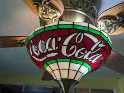 RARE COCA COLA Coke BEAUTIFUL Vintage Ceiling fan 52" TIFFANY STYLE UNIQUE!