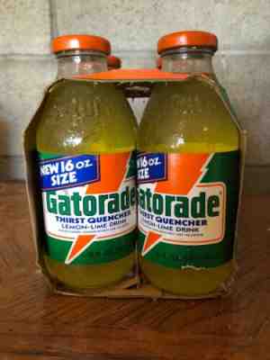 Vintage 4 Pack Of UNOPENED 16oz Gatorade Glass Bottles 1985