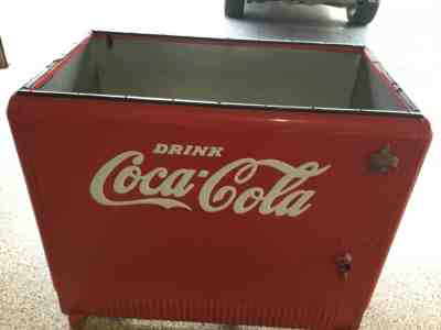 Vintage Coca-Cola Cooler, Metal, 36” high, 40” wide, FittedMillwork Top