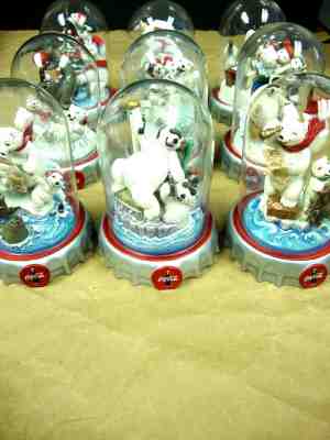LOT 9 FRANKLIN MINT '95-'98 COCA COLA POLAR BEARS " ICE COLD FUN " GLOBE FIGURES