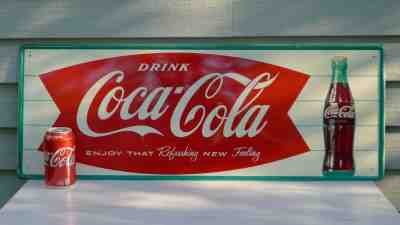 Original Vintage (1962) COCA-COLA Metal Sign "Enjoy That Refreshing New Feeling"