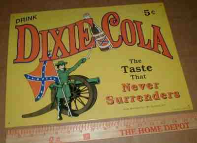 Drink Dixie Cola Cline Bottling Co Mt Pleasant NC Carolina 1991 Rare Metal Sign